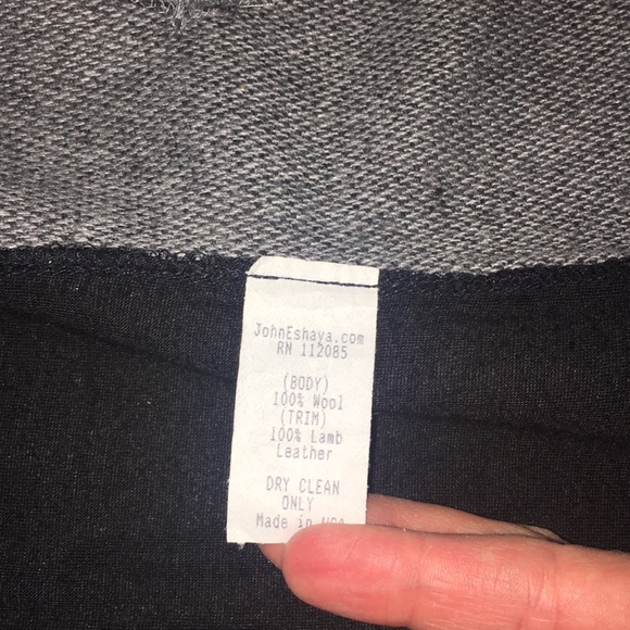 Wool and leather gray and black jacket - Picture 5 of 7